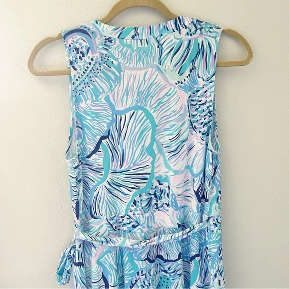 Lilly Pulitzer Rilla Wrap Romper Dress Bermuda Blue Fishful Thinking Size Medium